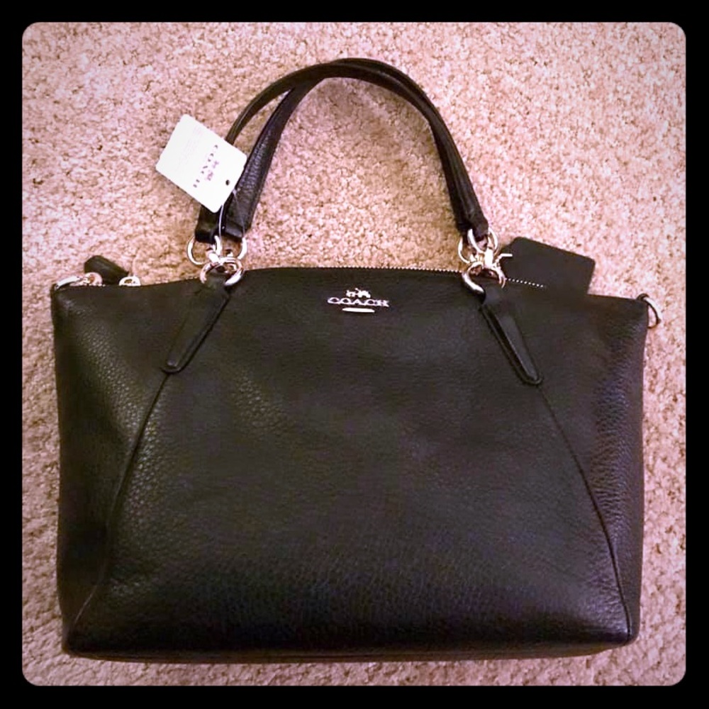 Coach Black Pebble Leather Satchel NWT